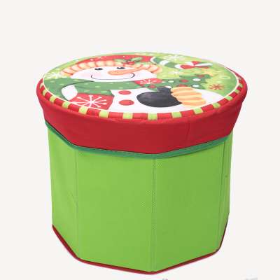 HOT SALES Christmas Non Woven Fabric Foldable Toy Storage Stool